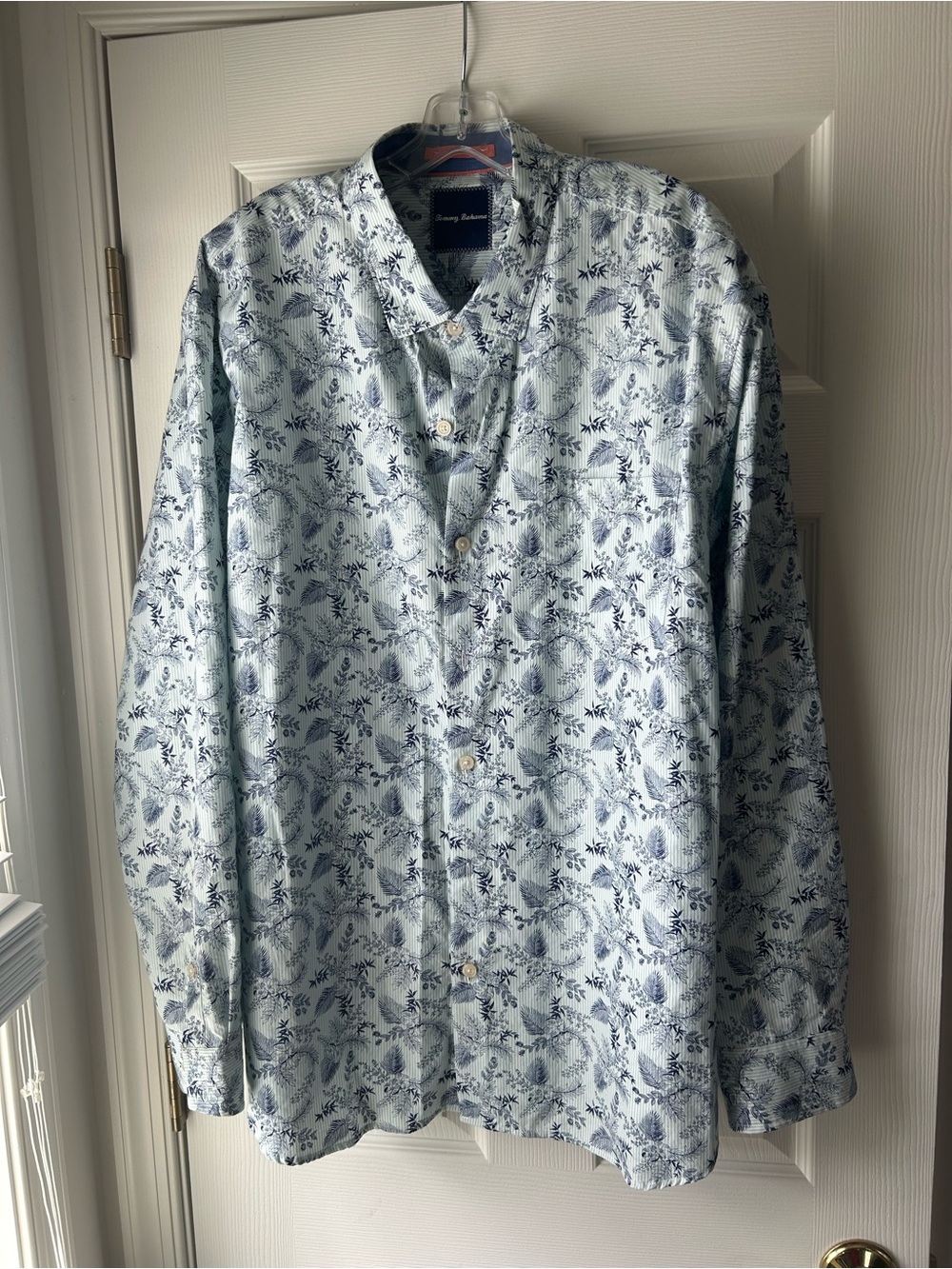 Tommy Bahama Men's Light Blue Floral Long Sleeve Button-Up Shirt Size XXL